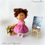 Комплект "Горошки" из хлопкового платья и колготок на кроху Миечку (14 см)