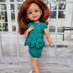 Изумрудное платье для кукол Паола Рейна