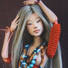 Шая - авторская кукла-болтушка в смешанной технике