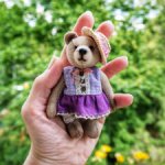 Мишка Тедди талисман в косметичке с вышивкой