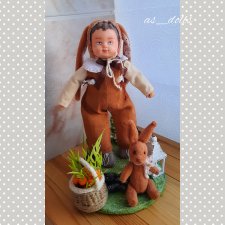 Интерьерная коллекционная кукла в ретро стиле