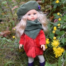 Пальто, берет, шарфик на Паола Рейна 34 см