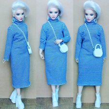 Трикотажное платье в полоску на пышку Barbie