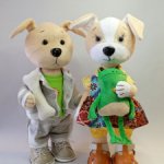Текстильная игрушка - собачки Дружок и Белочка
