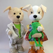 Текстильная игрушка - собачки Дружок и Белочка