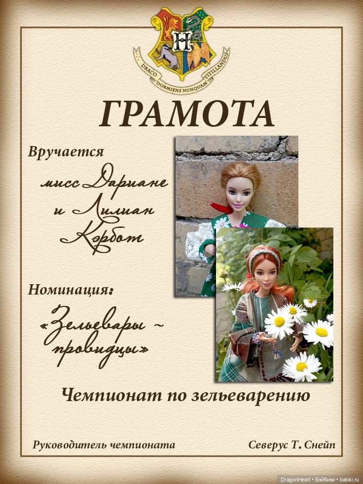Чемпионат (Турнир) по зельеварению. НАГРАЖДЕНИЕ