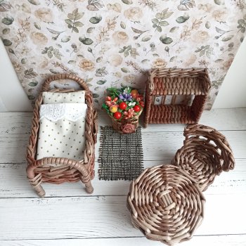 Плетеная спальня для мини-кукол