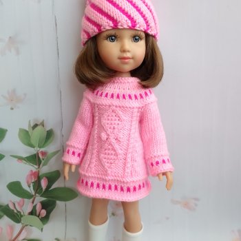 МК вязаное платье «Северяночка» для кукол типа Reina del Norte