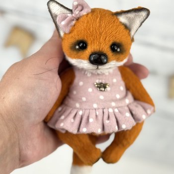 Тедди лиса Алиса с джинсовым брелочком. ❤️