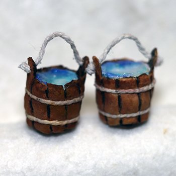 Мастер-класс. Ватная миниатюра - "Деревянные ведра"