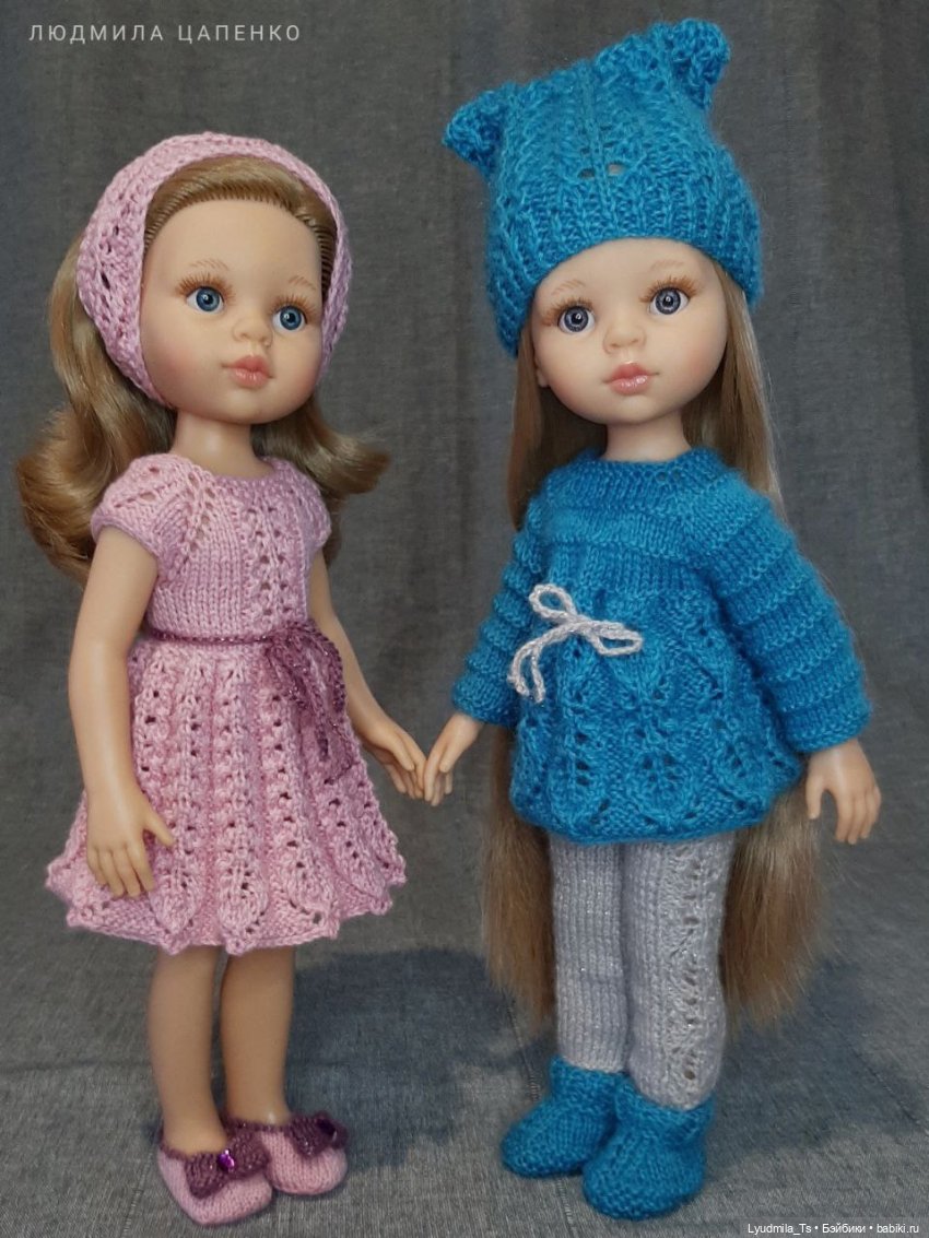 вязаные вещи для кукол паола рейна, paola reina, вязаное платье для куклы, теплый вязаный комплект для куклы, Цапенко Людмила, lyudmila_tsapenko