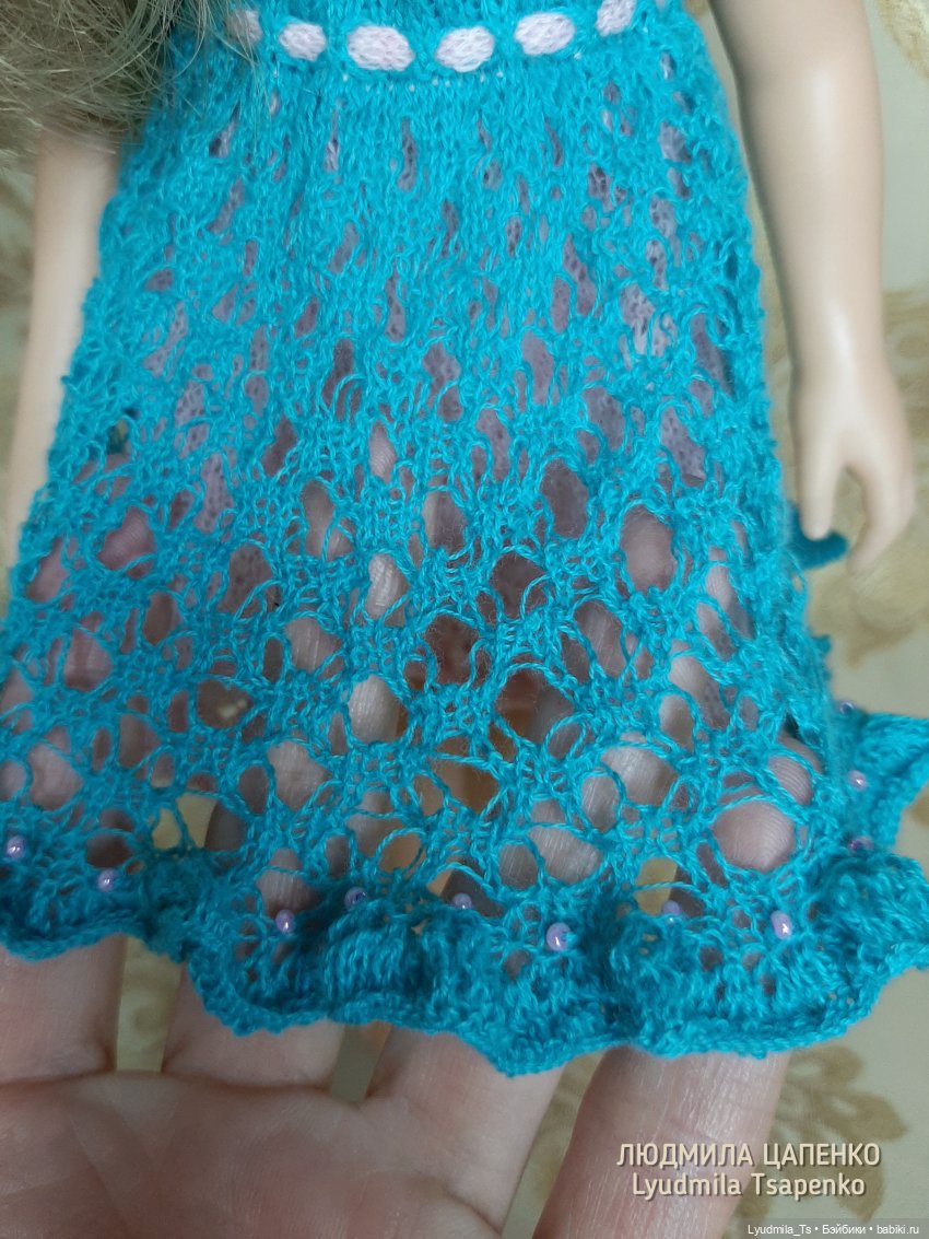 Паола Рейна, Paola Reina, летнее платье для куклы, вязаное платье, ажурное платье, Людмила Цапенко, Lyudmila Tsapenko, одежда для кукол