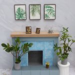 Камин с голубой плиткой