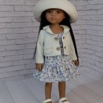 Пиджак, сарафан, шляпа для кукол Паола Рейна 32-34 см