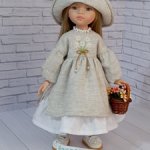 Платье , шляпа для кукол Паола Рейна 32-34 см