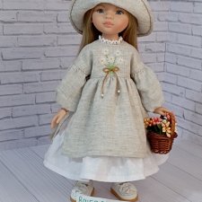 Платье , шляпа для кукол Паола Рейна 32-34 см