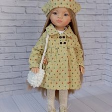 Пальто,платье , берет, чулочки , сумочка для кукол Паола Рейна 32-34 см
