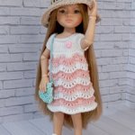 Платье, шляпка, сумочка  для кукол Паола Рейна 32-34 см