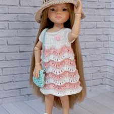 Платье, шляпка, сумочка  для кукол Паола Рейна 32-34 см