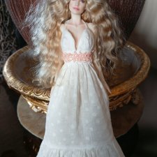 🌿 Белый сарафан для кукол формата 1/6 🌿