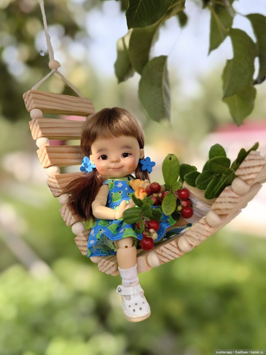 Подвесной деревянный гамак для кукол (фото 9)