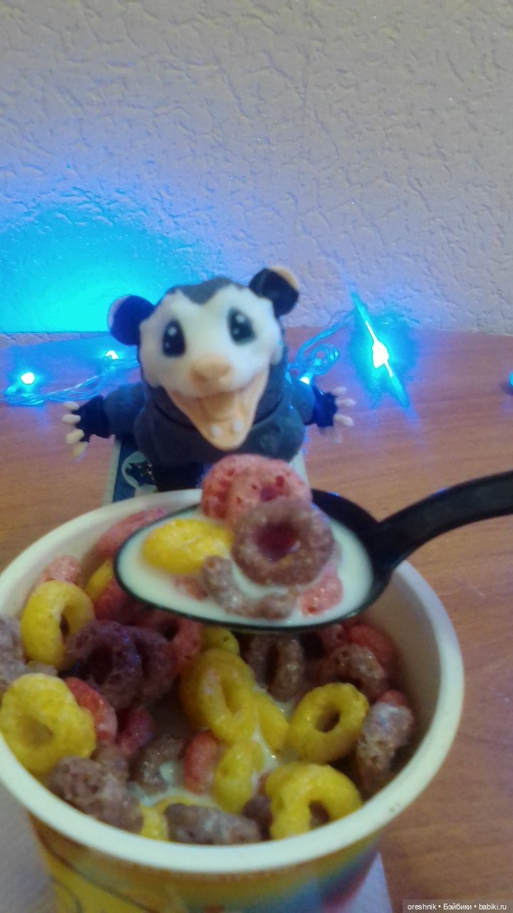 Опоссум. Ночной завтрак. Ложка.🤔😋🌄 | Бэйбики Опоссум. Ночной завтрак. Ложка.🤔😋🌄