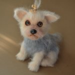 Интерьерная коллекционная игрушка щенок йорк из шерсти (реалистичная)