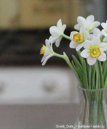 Авторская миниатюра Svetik_Dolls - Нарциссы ручной работы. Масштаб 1:6
