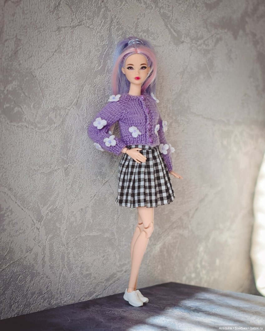 МК Жакет для барби спицами. Два варианта горловины
