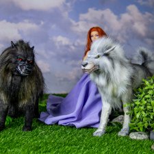 Волк для Барби игрушка подвижная в смешанной технике формат 1/6