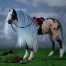 лошадь для Барби, подвижная в смешанной технике, конь формат 1/6