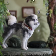 Лайка для Барби собака в смешанной технике формат 1/6