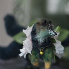 Лиса Кицунэ в смешанной технике подвижная