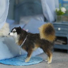 Лайка для Барби собака в смешанной технике формат 1/6