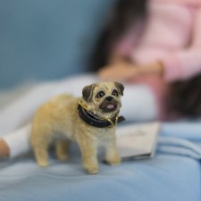 Мопс  для Барби в смешанной технике формат 1/6