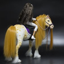 лошадь для Барби, подвижная в смешанной технике, конь формат 1/6