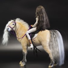 лошадь для Барби, Фьордская лошадь подвижная в смешанной технике, конь