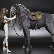 лошадь для Барби, подвижная в смешанной технике, конь формат 1/6