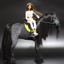 лошадь для Барби, подвижная в смешанной технике, конь формат 1/6