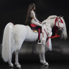 лошадь для Барби, подвижная в смешанной технике, конь формат 1/6