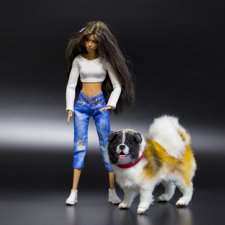 собака для Барби в смешанной технике формат 1/6