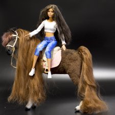 лошадь для Барби игрушка в смешанной технике формат 1/6