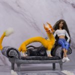 Дракон для Барби в смешанной технике, подвижный