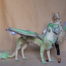 Дракон для Барби в смешанной технике, подвижный, знак зодиака Овен