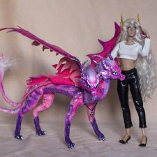 Дракон для Барби в смешанной технике, подвижный, знак зодиака Близнецы