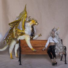 Дракон для Барби в смешанной технике, подвижный, знак зодиака Лев