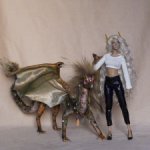 Дракон для Барби в смешанной технике, подвижный, знак зодиака Рак