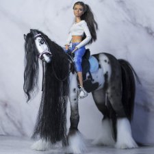 лошадь для Барби, подвижная в смешанной технике, конь формат 1/6