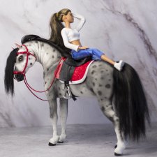лошадь для Барби, подвижная в смешанной технике, конь формат 1/6