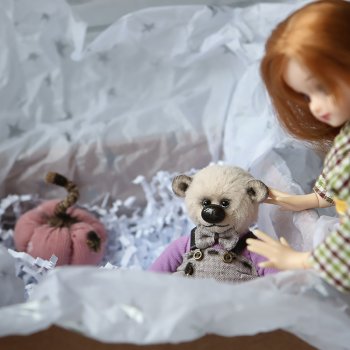 Распаковка приза. Тедди мишка уже у Ликки дома.